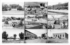 H18/ Lovelock Nevada RPPC Postcard 1951 9View Stores School Court House