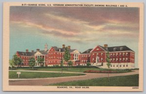 Roanoke Virginia~US Veterans Administration Facility~Bldg 1&2~Linen Postcard