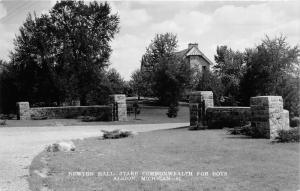 Albion Michigan~Starr Commonwealth for Boys~Newton Hall Entrance~1940s RPPC