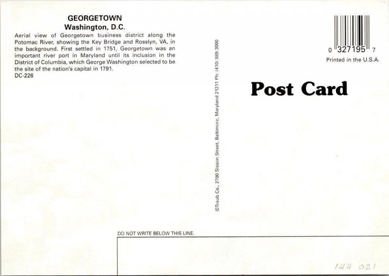 2~4X6 Postcards Washington, DC~ GEORGETOWN Bird's Eye View & Historic District