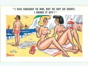 Pre-1980 Risque Comic SEXY BIKINI GIRLS ON THE BEACH AB6984