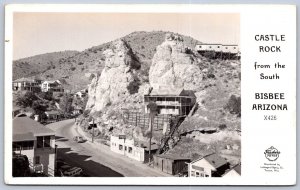 K44/ Bisbee Arizona RPPC Postcard c40-50s Castle Rock Homes Stores 442