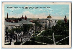 c1920 Bird's Eye View Campus University Michigan Ann Arbor Michigan MI Postcard