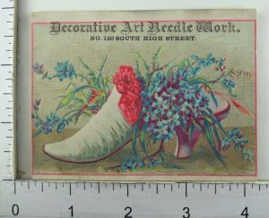 1870's Decorative Art Needle Work South High st. Columbus OH Trade Card P53 