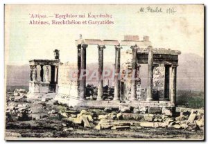 Old Postcard Athens Greece Erechtheion and Garyatides