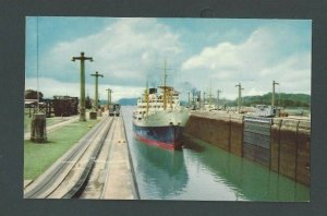 Ca 1938 Post Card Vessel In  Transit Entering Pedro Miguel Locks Panama Canal