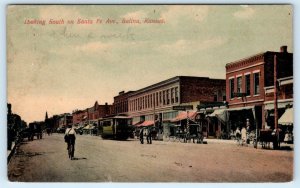 SALINA, Kansas KS ~ Street Scene SANTA FE AVENUE Looking South 1909 Postcard