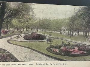 Postcard  1907 View of West Side Park in Waterloo, Iowa.     T1