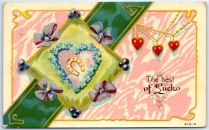 M-73148 Greeting Ribbon & Hearts Embossed Print The Best of Luck