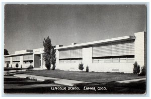1955 Exterior Lincoln School Building Lamar Colorado CO Antique Vintage Postcard