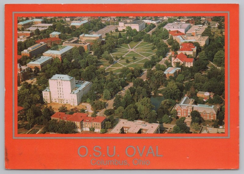 State View~Air View OSU Oval Columbus Ohio~Continental Postcard 