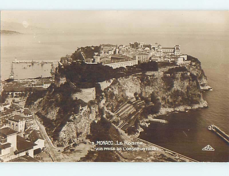 old rppc AERIAL VIEW OF AREA Monaco City - Monaco France HM1985