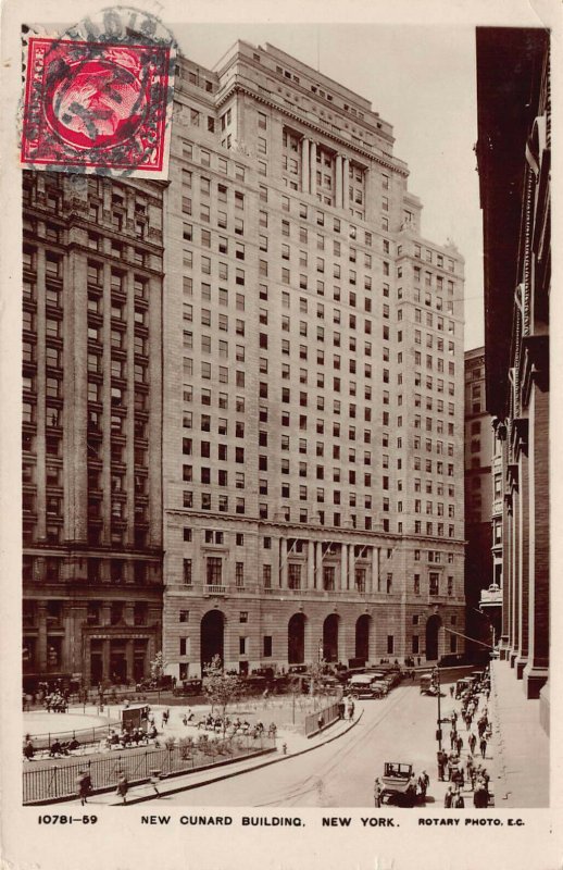New Cunard Building, New York, N.Y., Early Real Photo Postcard, Used  in 1922