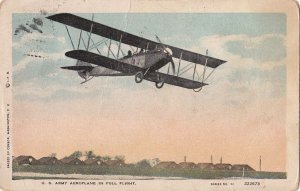 Postcard US Army Airplane Full Flight 1918