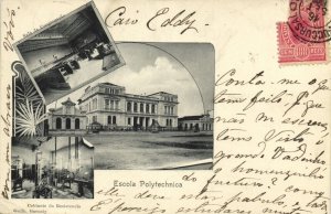 brazil, SÃO PAULO, Escola Polytechnica, Interior e Exterior (1908) Postcard