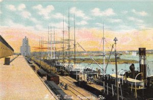 Pensacola Florida scenic view ships at L & N Dock antique pc BB3390