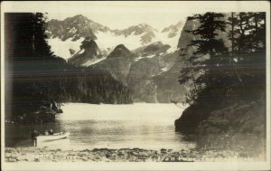 Boat at Sylvan Cove Coast of Alaska c1920 Real Photo Postcard