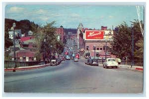 1954 Cars Scene, Water Street, Augusta Maine ME Vintage Posted Postcard 