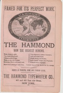 1899 Print Ad Hammond Typewriter,  403 & 405 East 62d Street, New York