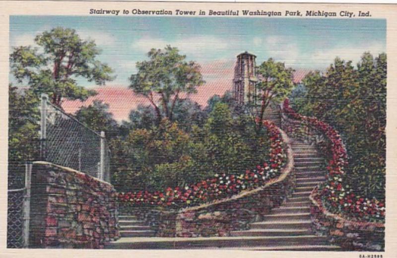 Indiana Michigan City Stairway To The Observation Tower In Washington Park Cu...