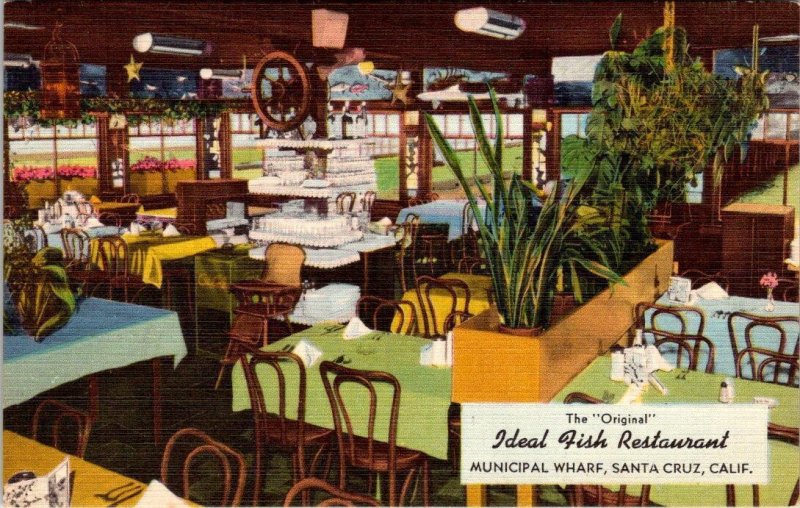 Santa Cruz CA California  IDEAL FISH RESTAURANT~Interior View ROADSIDE  Postcard