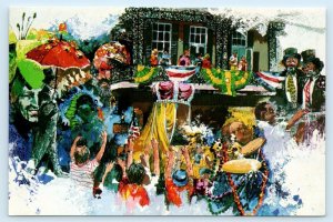 NEW ORLEANS, LA ~ Wayland Moore Art MARDI GRAS Nahan Galleries 4x6 Postcard