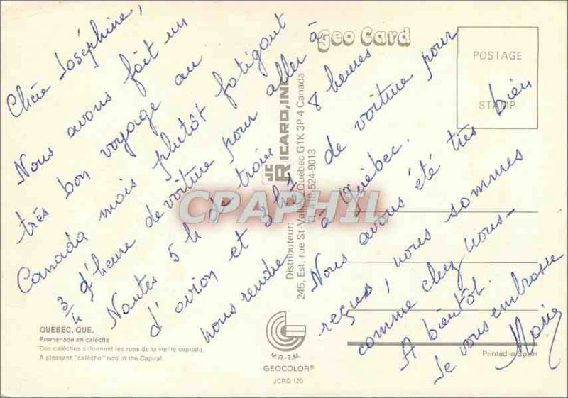 Postcard Modern Quebec Promenade Caleche