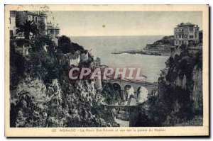 Old Postcard Monaco Ravine Ste Devote and overlooking the tip of the Rock