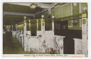 Interior Wells County Bank Bluffton Indiana 1910c postcard