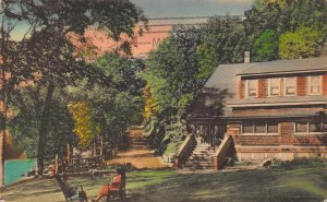 The Lodge at Ted Hilton's Elm Camp, Leesville, CT., 1938 Hand Colored Postcard