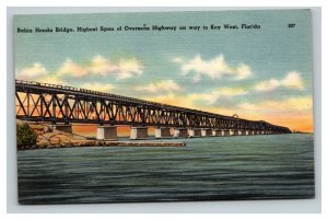 Vintage 1940's Postcard Bahia Honda Bridge Overseas Highway Key West Florida