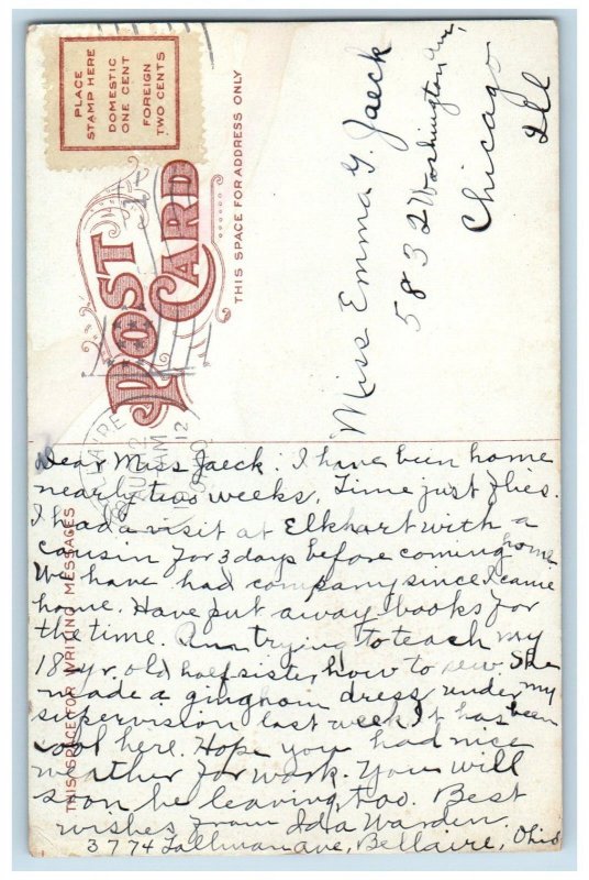 Wheeling West Virginia WV Postcard View Of Wharf Bellaire Ohio OH 1912 Antique