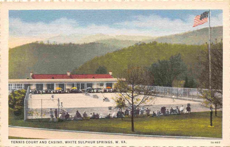 Tennis Court Casino White Sulphur Springs West Virginia linen postcard