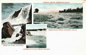 Canada Greetings From Niagara Falls Multiview Vintage Postcard 03.93