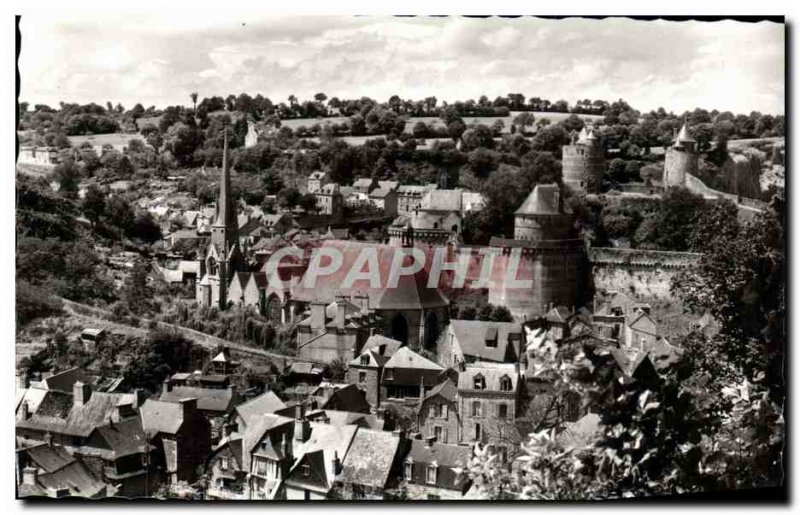 Modern Postcard Fougeres General view of the Chateau left the Church of St. S...