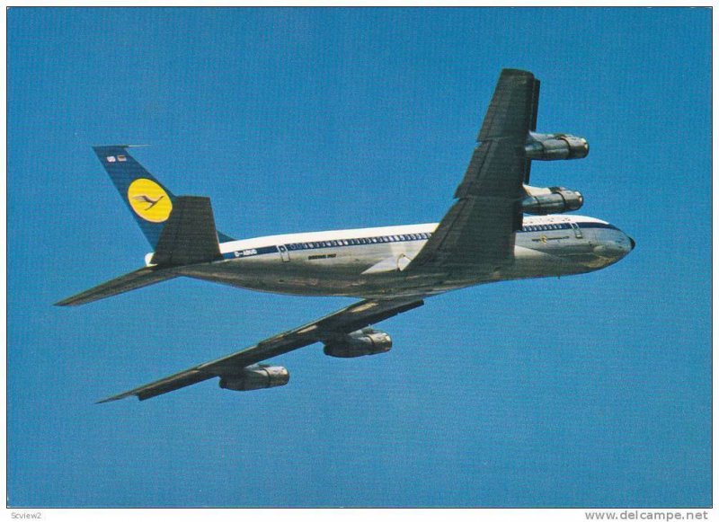 Lufthansa, Boeing 707 Intercontinental Jet in flight, 40-60s