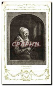 Old Postcard Fancy Chocolate Advertisement Vinay The spinner Gerard Dou
