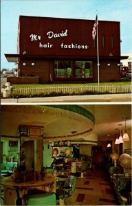 Postcard Mr. David Hair Fashions 2719 Durand Avenue in Racine, Wisconsin