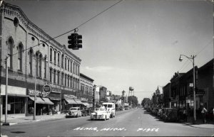 Alma MI Street Scene c1940s-50s Real Photo Postcard