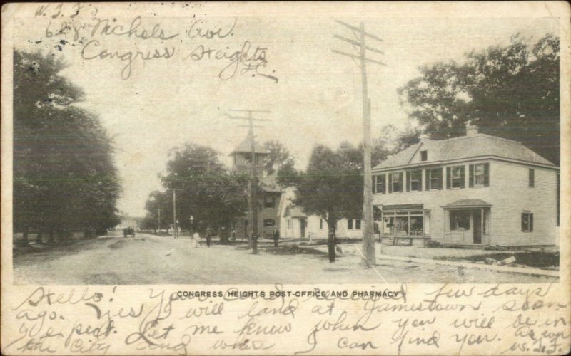 Washington DC Congress Heights Post Office & Pharmacy Mailed to Leavells VA PC