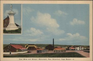 New Waterford Cape Breton Coal Mine and Miners Monument Vintage Postcard