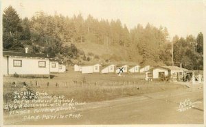 1930s Trinidad Humboldt California Sea Cliffe Camp Roadside Redwood Hwy RPPC