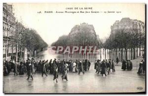 Old Postcard Crue Of the Seine Paris Avenue Montaigne and Rue Jean Goujon