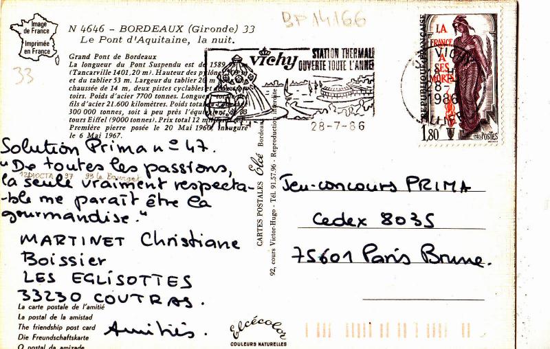 BF14166 bordeaux le pont d aquatine la nuit france front/back image