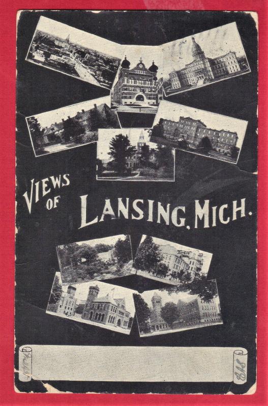 VIEW OF LANSING, MICH. 1906 UNDIVIDED BACK 1906 3.5 X 5.5 SEE SCAN   PC8