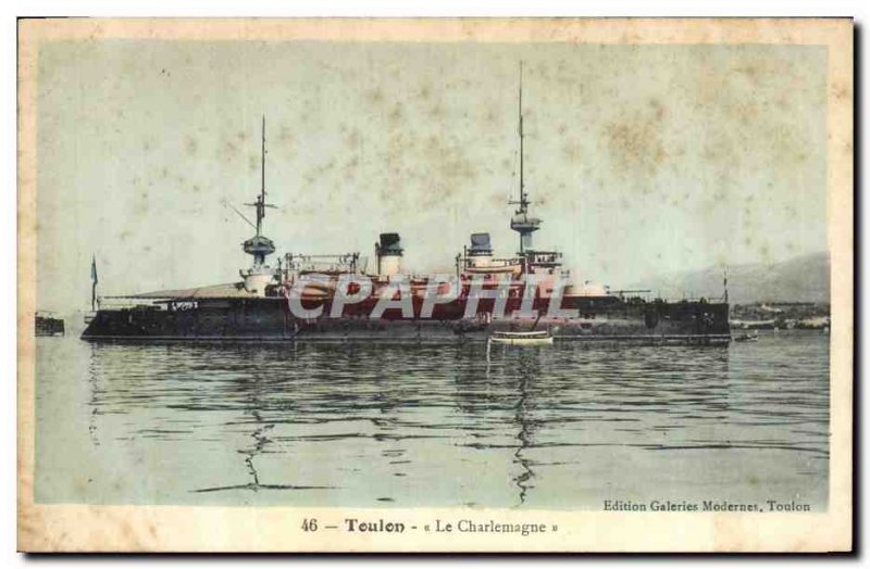 Old Postcard Boat War Toulon Charlemagne