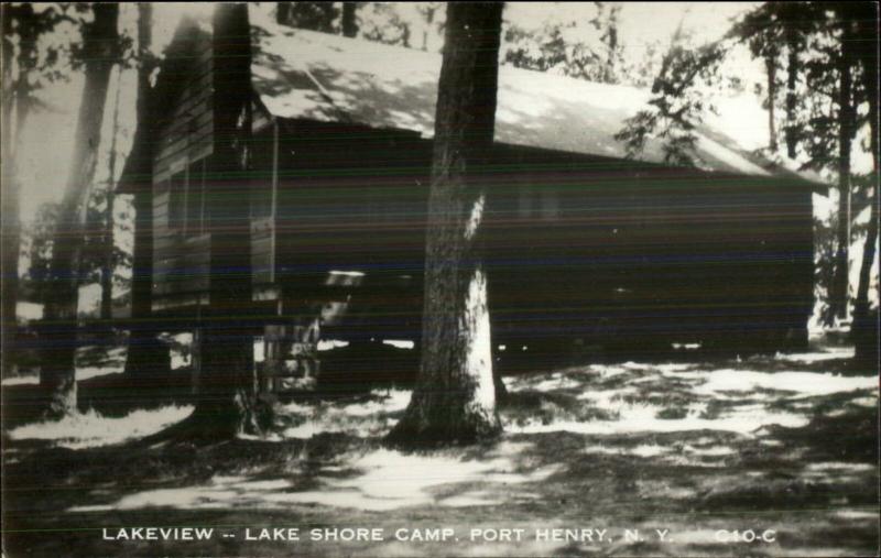 Port Henry NY Lakeview Lake Shore Camp Real Photo Postcard