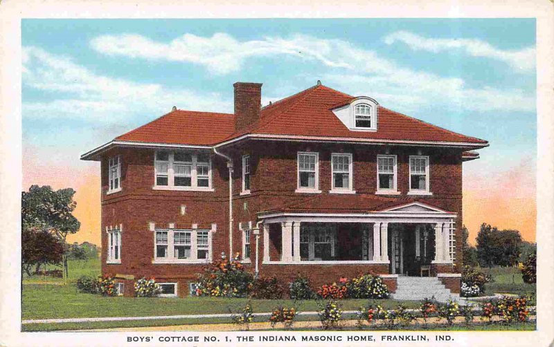 Boys Cottage 1 Indiana Masonic Home Franklin Indiana 1930s postcard