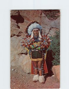 Postcard Native American Indian Chief in Full Dress Costume