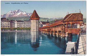 LUZERN, Switzerland, 1900-1910´s; Kapellbrucke Mit Pilatus